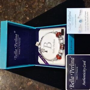 ❤️📿Bella Perlina Charm Bracelet Set in Silver Tone, Large Clasp.